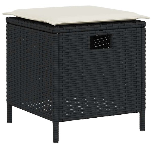 6 részes fekete polyrattan kerti ülőgarnitúra párnával L-alakú