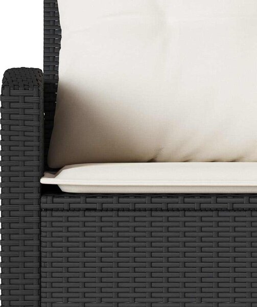 6 részes fekete polyrattan kerti ülőgarnitúra párnával L-alakú