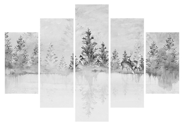 Kép - Szarvas a tónál (150x105 cm)