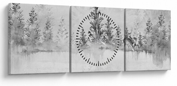 Kép - Szarvas a tónál (órával) (90x30 cm)