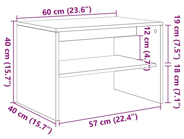 Fekete tölgy színű szerelt fa TV-szekrény 60x40x40 cm