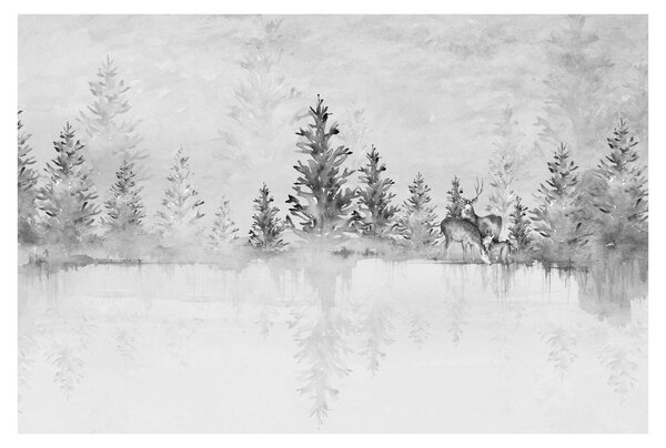 Kép - Szarvas a tónál (90x60 cm)
