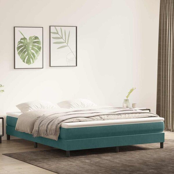 Sötétzöld bársony rugós ágy matrac nélkül 180x220 cm