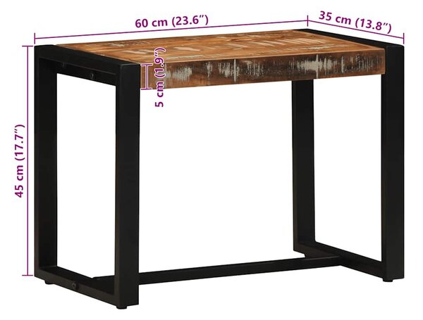 Tömör újrahasznosított fa többszínű pad 60x35x45 cm