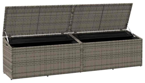 Szürke polyrattan kerti tárolóláda 220x50x58 cm