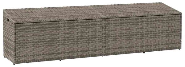 Szürke polyrattan kerti tárolóláda 220x50x58 cm