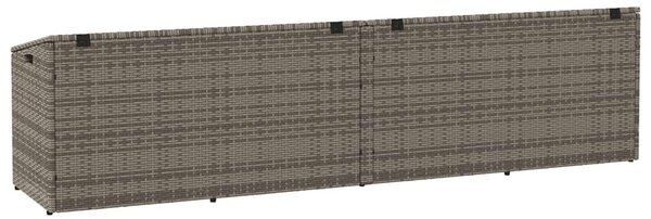 Szürke polyrattan kerti tárolóláda 220x50x58 cm