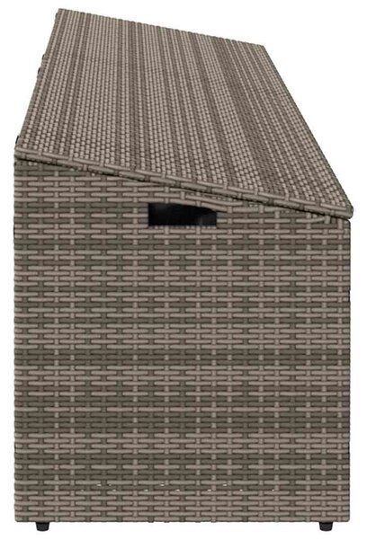 Szürke polyrattan kerti tárolóláda 220x50x58 cm