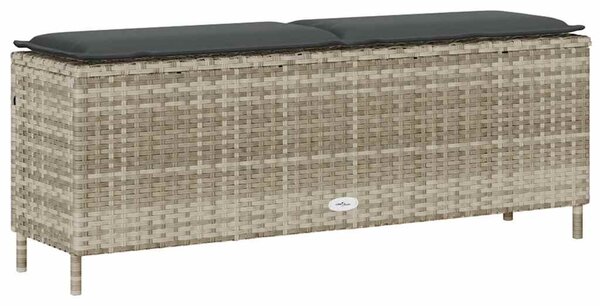 Világosszürke polyrattan kerti pad párnával 110x30x40,5 cm
