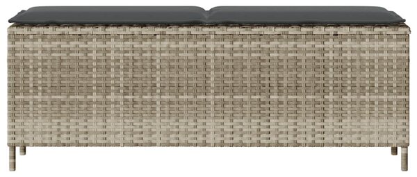 Világosszürke polyrattan kerti pad párnával 110x30x40,5 cm