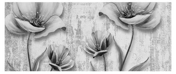 Kép - Fekete-fehér virágok a háttérben (120x50 cm)