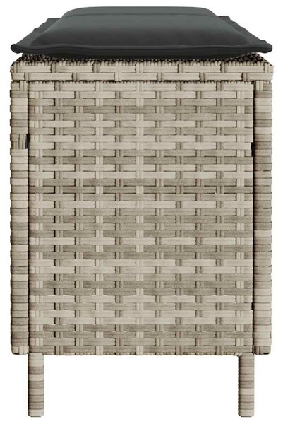Világosszürke polyrattan kerti pad párnával 110x30x40,5 cm