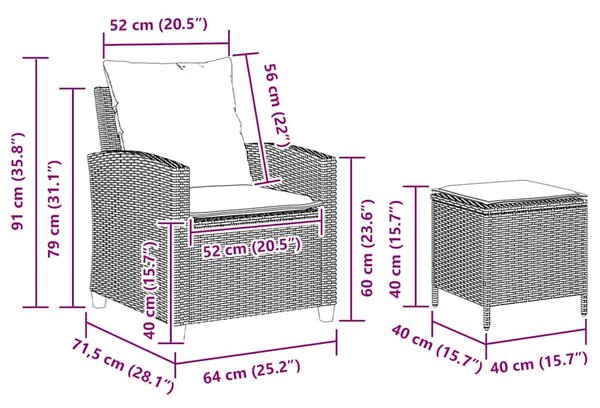 4 részes bézs polyrattan kerti ülőgarnitúra párnákkal