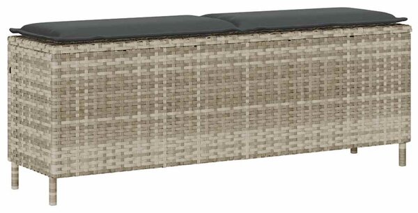 Világosszürke polyrattan kerti pad párnával 110x30x40,5 cm
