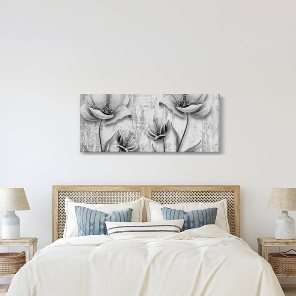 Kép - Fekete-fehér virágok a háttérben (120x50 cm)