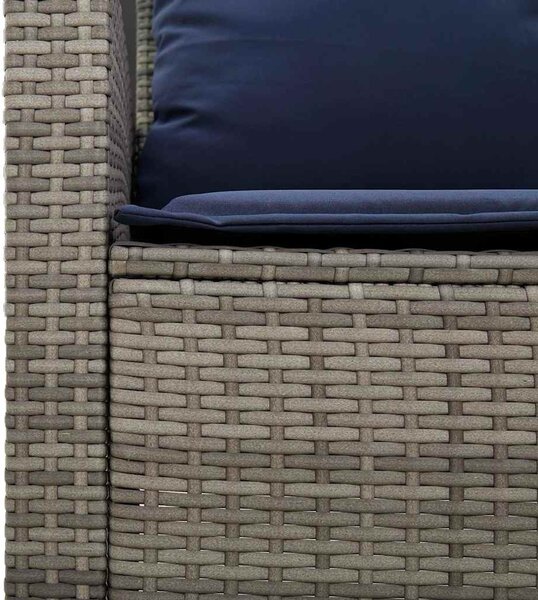 2 személyes szürke polyrattan kerti kanapé asztallal&párnával