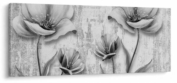 Kép - Fekete-fehér virágok a háttérben (120x50 cm)