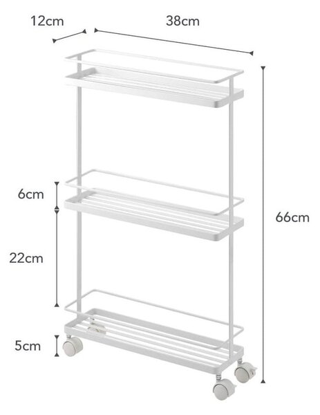 Fehér fém gurulós polcos állvány 38x66 cm Tower – YAMAZAKI