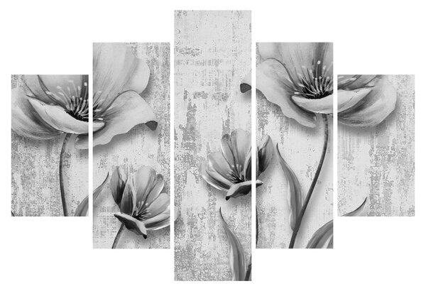 Kép - Fekete-fehér virágok a háttérben (150x105 cm)