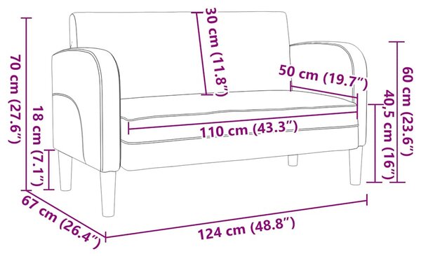 Fekete műbőr loveseat kanapé 110 cm