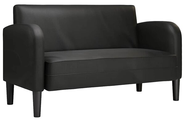 Fekete műbőr loveseat kanapé 110 cm