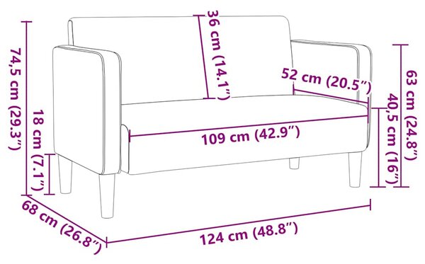 Kék kordbársony szövet loveseat kanapé 109 cm