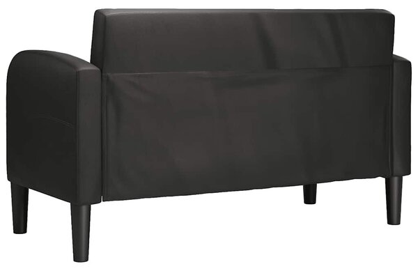 Fekete műbőr loveseat kanapé 110 cm