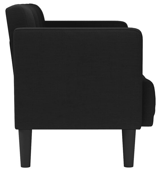 Fekete szövet loveseat kanapé 111 cm