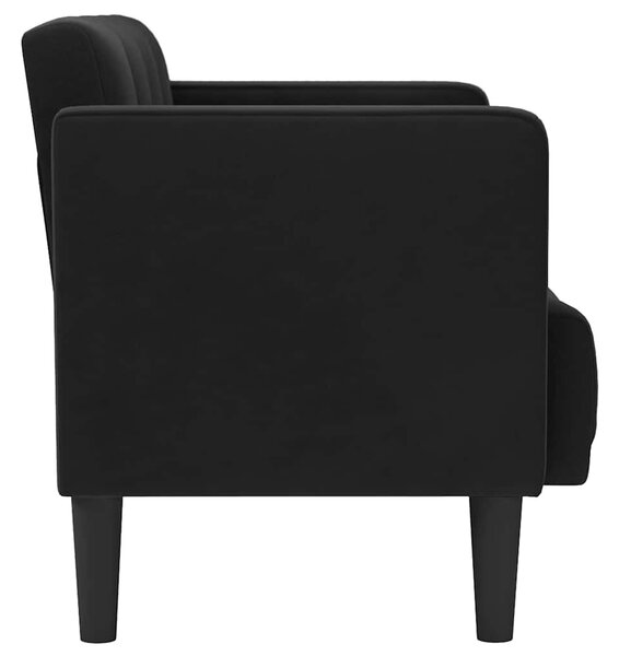 Fekete bársony loveseat kanapé 111 cm