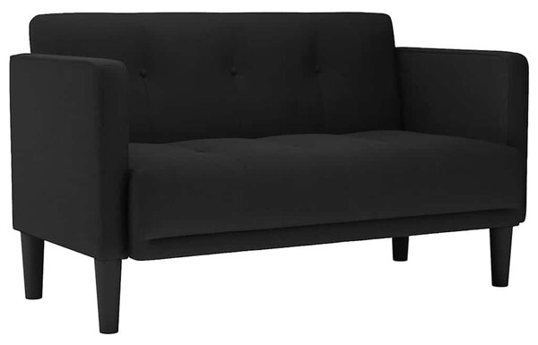 Fekete szövet loveseat kanapé 111 cm