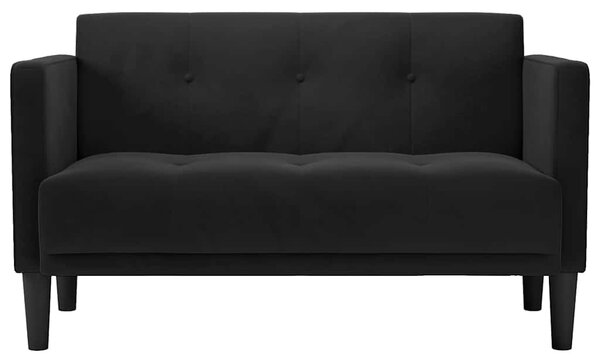 Fekete bársony loveseat kanapé 111 cm