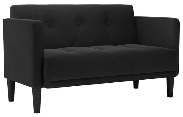 Fekete bársony loveseat kanapé 111 cm