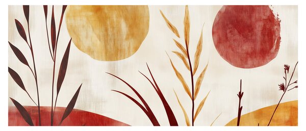 Kép - Növények és körök (120x50 cm)