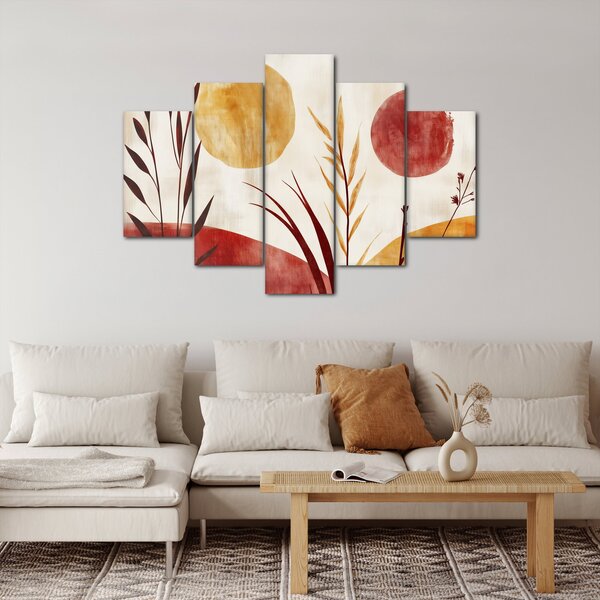 Kép - Növények és körök (150x105 cm)