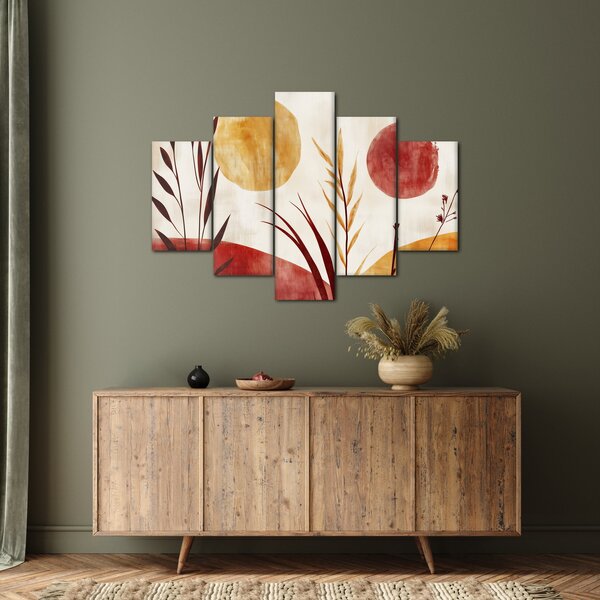 Kép - Növények és körök (150x105 cm)