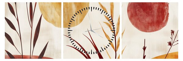 Kép - Növények és körök (órával) (90x30 cm)