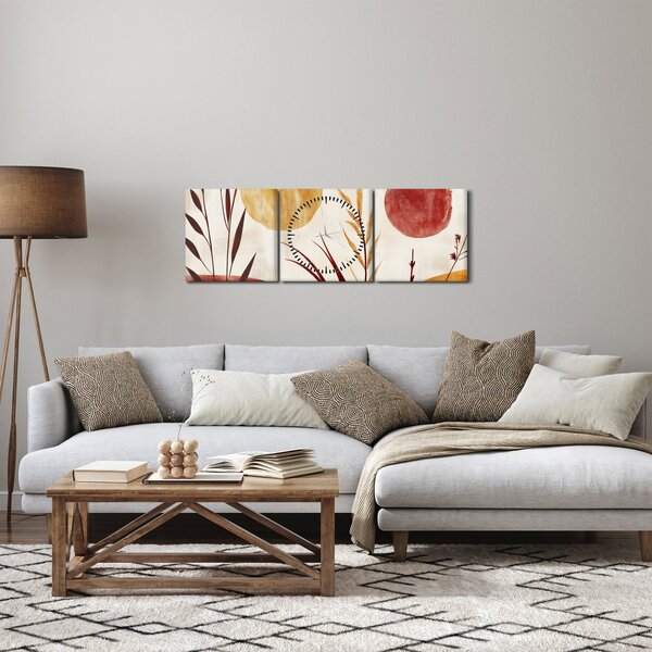 Kép - Növények és körök (órával) (90x30 cm)