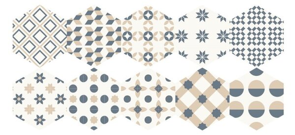 Hexagons Gotzone 10 db-os matrica szett padlóra, 20 x 18 cm - Ambiance