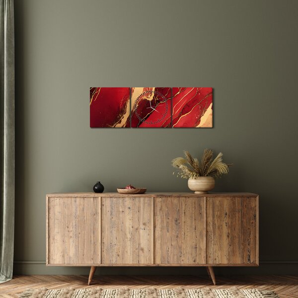 Kép - Vörös-arany márvány (órával) (90x30 cm)
