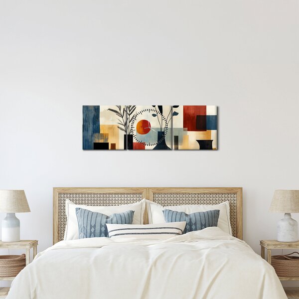 Kép - Kubista vázák (órával) (90x30 cm)