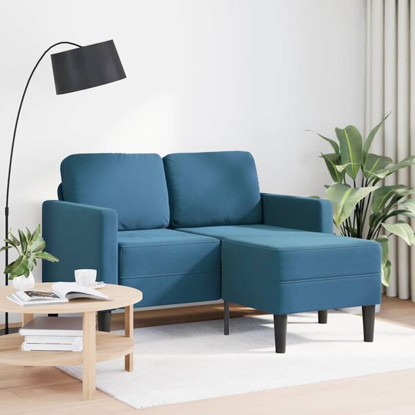 Kék bársony 2 üléses kanapé L-alakú kanapéval 125 cm