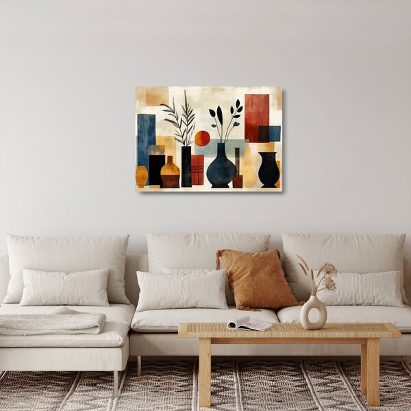 Üveg kép - Kubista vázák (70x50 cm)