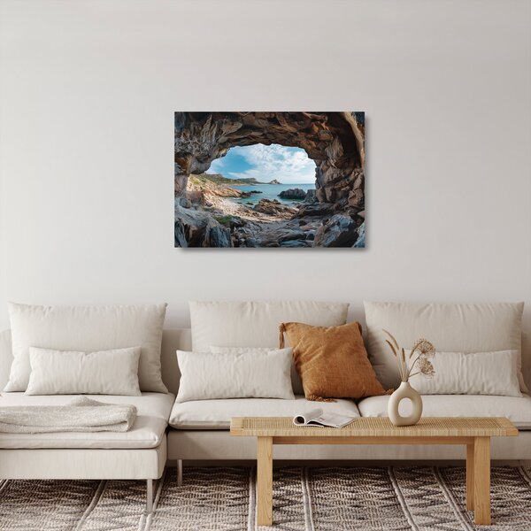 Üveg kép - Barlang a tenger mellett (70x50 cm)