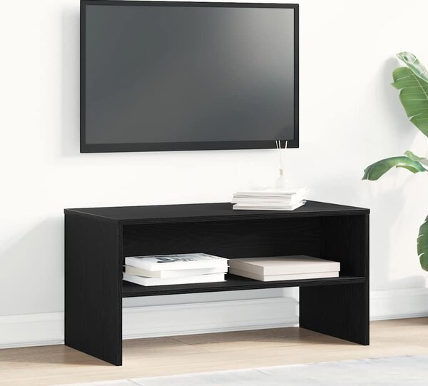 Fekete tölgy színű szerelt fa TV-szekrény 80 x 40 x 40 cm
