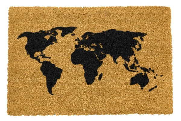 World Map természetes kókuszrost lábtörlő, 40 x 60 cm - Artsy Doormats