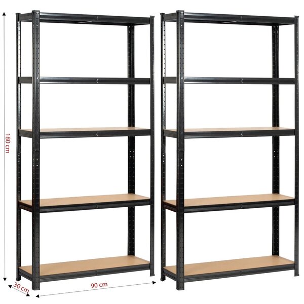 Fém polckészlet otthonra 90 cm QARIAN - fekete