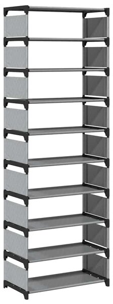 Szürke nem szőtt szövetből cipőállvány 10 szintes 54x28x158 cm