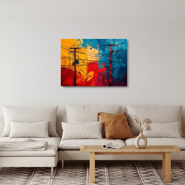 Üveg kép - Absztrakt elektromos vezetékek (70x50 cm)