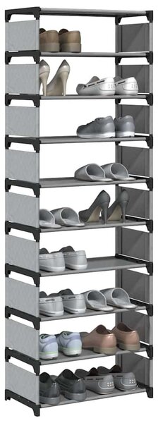 Szürke nem szőtt szövetből cipőállvány 10 szintes 54x28x158 cm