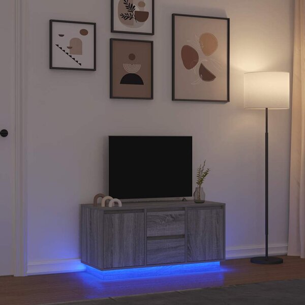 Szürke sonoma színű TV-szekrény LED-lámpákkal 100x41x50 cm